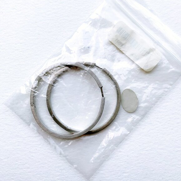 Hinged Steel 1.5" Flat Hoop Earrings – Silvertone, Modern & Sleek Minimalist Jew - Picture 3 of 7